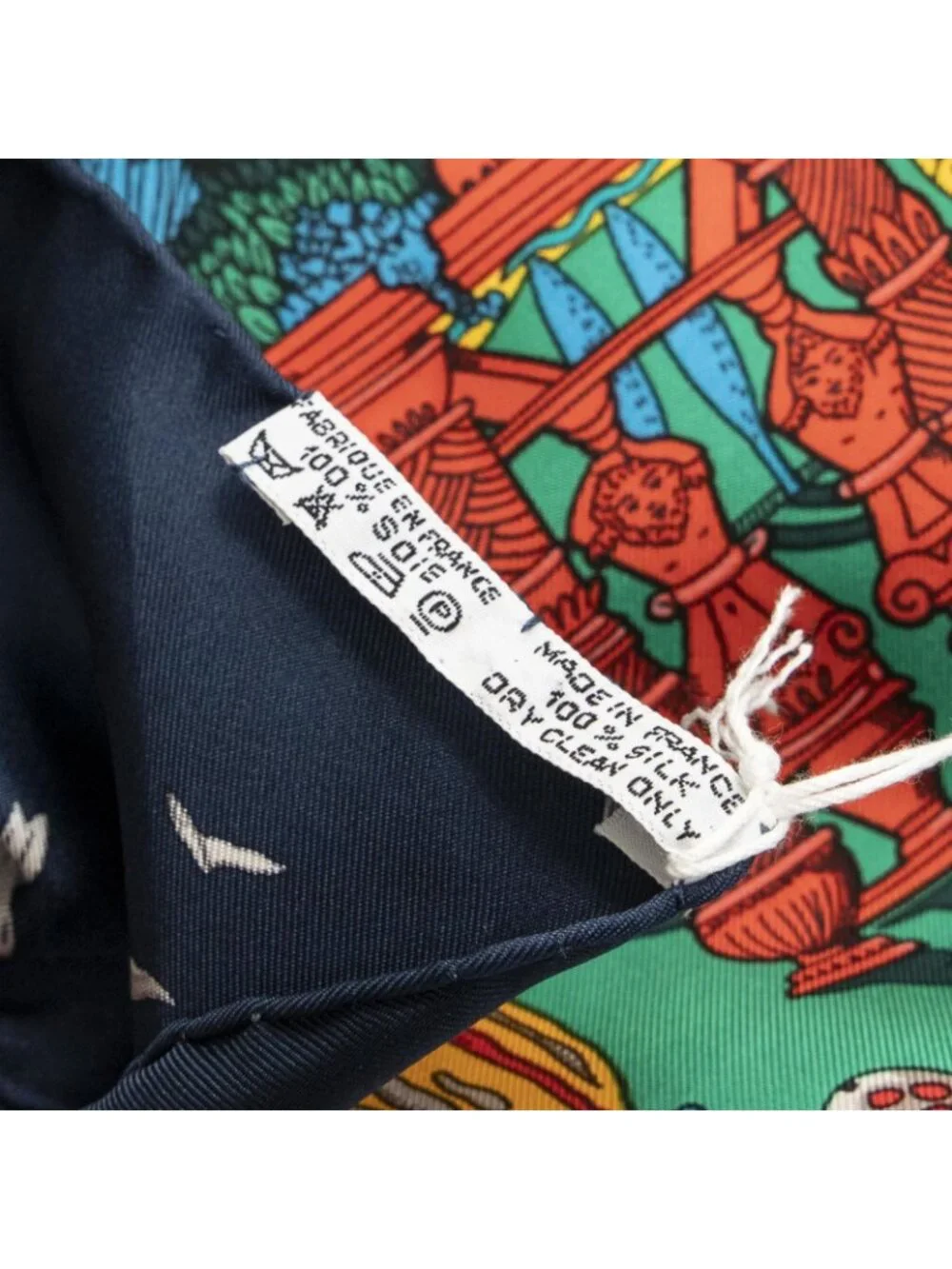 ★SOLD★ Hermes Scarf Navy Green Red Silk - Picture 5 of 5